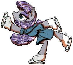 Size: 8092x7164 | Tagged: safe, artist:gray--day, maud pie, earth pony, pony, g4, the gift of the maud pie, absurd resolution, ear fluff, female, ice skates, mare, maudjestic, simple background, skates, skating, solo, standing, standing on one leg, transparent background