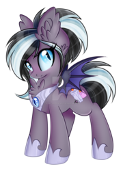 Size: 1024x1422 | Tagged: safe, artist:pvrii, oc, oc only, oc:candle wick, bat pony, pony, simple background, solo, transparent background, watermark