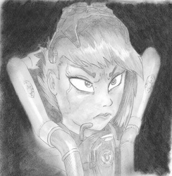 Size: 2080x2128 | Tagged: safe, artist:cross_ornstein, limestone pie, human, g4, crossover, cyclone, high res, humanized, starcraft 2, traditional art