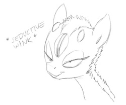 Size: 605x500 | Tagged: safe, artist:carnifex, monster pony, original species, spiderpony, five eyes, monochrome, multiple eyes, wink
