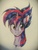 Size: 909x1182 | Tagged: safe, artist:meowcephei, twilight sparkle, alicorn, pony, castle sweet castle, g4, alternate hairstyle, female, mare, punklight sparkle, solo, traditional art, twilight sparkle (alicorn)