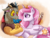 Size: 2027x1544 | Tagged: safe, artist:aurora-chiaro, artist:daniel-sg, discord, princess celestia, alicorn, draconequus, pony, g4, collaboration, cute, cutelestia, discute, female, looking at each other, looking at someone, male, pink-mane celestia, ship:dislestia, shipping, straight, young, younger