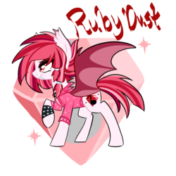 Size: 1000x1000 | Tagged: safe, artist:dreamyeevee, oc, oc only, oc:ruby dust, bat pony, pony, bracelet, choker, clothes, leather jacket, solo, spiked choker, spiked wristband