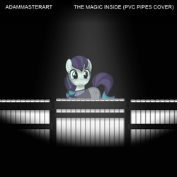 Size: 1000x1000 | Tagged: safe, artist:adammasterart, coloratura, earth pony, pony, g4, album cover, c:, clothes, dress, female, looking at you, mare, my little pony: the pipes of harmony, pvc, pvc instrument, rara, see-through, smiling, solo, song cover, soundcloud, spotlight, the magic inside, youtube link