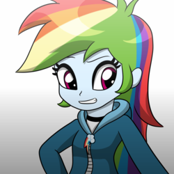 Size: 2000x2000 | Tagged: safe, artist:graytyphoon, rainbow dash, equestria girls, g4, clothes, cutie mark, female, high res, hoodie, solo