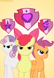 Size: 576x828 | Tagged: safe, artist:paladin0, apple bloom, scootaloo, sweetie belle, g4, cutie mark, cutie mark crusaders, simple background, the cmc's cutie marks