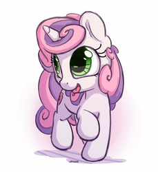 Size: 1100x1200 | Tagged: safe, artist:bobdude0, sweetie belle, pony, unicorn, g4, cute, diasweetes, female, filly, older, open mouth, solo, weapons-grade cute