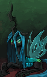Size: 724x1174 | Tagged: safe, artist:sophiesplushies, queen chrysalis, changeling, changeling queen, g4, female, looking at you, reclining, solo, speedpaint