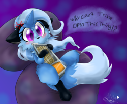 Size: 4608x3776 | Tagged: safe, artist:mordecairigbylover, trixie, fox, g4, absurd resolution, crackers, dialogue, female, food, peanut butter, peanut butter crackers, solo, species swap, text