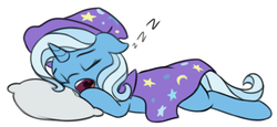 Size: 1151x529 | Tagged: safe, artist:zippysqrl, derpibooru exclusive, trixie, pony, unicorn, g4, cute, daaaaaaaaaaaw, diatrixes, drool, eyes closed, female, floppy ears, open mouth, pillow, prone, simple background, sleeping, snoring, solo, sploot, trixie's cape, trixie's hat, uvula, weapons-grade cute, white background, zzz