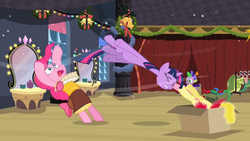 Size: 1280x720 | Tagged: safe, screencap, fluttershy, pinkie pie, spike, twilight sparkle, g4, hearth's warming eve (episode), great moments in animation, hearth's warming eve