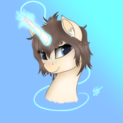 Size: 3000x3000 | Tagged: safe, artist:speed-chaser, oc, oc only, oc:mpsins, pony, unicorn, bust, high res, portrait, present, solo