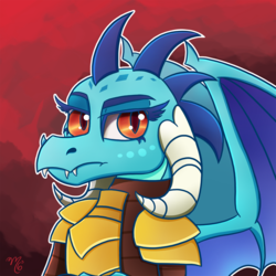 Size: 1250x1250 | Tagged: safe, artist:midnightsix3, princess ember, dragon, g4, gauntlet of fire, my little pony: friendship is magic, bust, dragon armor, female, portrait, solo