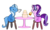 Size: 3661x2227 | Tagged: safe, artist:pastelhorses, starlight glimmer, trixie, pony, unicorn, g4, no second prances, animation error, cake, female, food, high res, mare, missing cutie mark, simple background, tea, transparent background