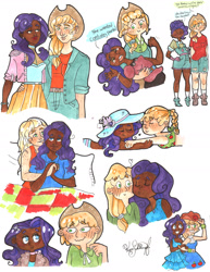 Size: 1280x1656 | Tagged: safe, artist:kessandras, applejack, rarity, human, g4, dark skin, female, freckles, humanized, lesbian, ship:rarijack, shipping