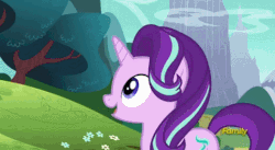 Size: 526x289 | Tagged: safe, screencap, rainbow dash, starlight glimmer, pegasus, pony, unicorn, g4, no second prances, animated, discovery family logo, female, mare, spit, spit on face, spitting
