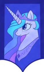 Size: 1397x2279 | Tagged: safe, artist:sugarlesspaints, princess celestia, g4, banner, female, smiling, solo