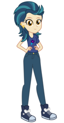 Size: 2800x5400 | Tagged: dead source, safe, artist:razethebeast, indigo zap, equestria girls, g4, my little pony equestria girls: friendship games, clothes, converse, ear piercing, female, flash puppet, hand on hip, high res, new outfit, pants, piercing, shoes, sneakers, solo