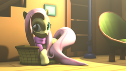 Size: 4096x2304 | Tagged: safe, artist:oc1024, fluttershy, pony, g4, 3d, clothes, female, high res, looking at you, scarf, solo, source filmmaker