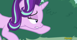 Size: 1292x680 | Tagged: safe, screencap, starlight glimmer, g4, no second prances, bush, cropped, discovery family logo, lidded eyes