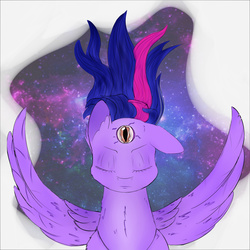 Size: 3000x3000 | Tagged: safe, artist:chapaevv, twilight sparkle, alicorn, pony, g4, female, high res, mare, solo, space, third eye, twilight sparkle (alicorn)