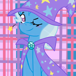 Size: 540x540 | Tagged: safe, artist:apple-jazzy, trixie, pony, unicorn, g4, no second prances, cute, female, mare, smiling, solo, stars, wingding eyes, wink