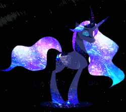 Size: 760x676 | Tagged: safe, artist:equum_amici, artist:softcoremirth, princess luna, g4, animated, cinemagraph, ethereal mane, female, galaxy mane, solo, sparkles, stars, surreal