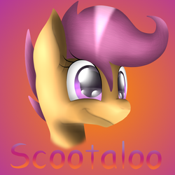 Size: 1024x1024 | Tagged: safe, artist:skashigame, scootaloo, g4, bust, female, portrait, simple background, solo