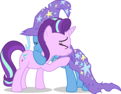 Size: 4768x3707 | Tagged: safe, artist:credechica4, starlight glimmer, trixie, pony, unicorn, g4, no second prances, .ai available, absurd resolution, female, hug, mare, simple background, transparent background, vector