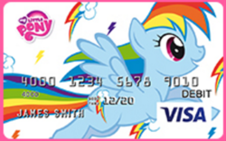 Size: 353x222 | Tagged: safe, rainbow dash, g4, debit card, horse news, stock vector, visa