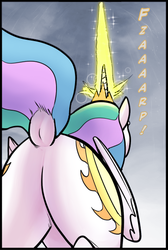 Size: 381x567 | Tagged: safe, artist:pencils, princess celestia, alicorn, pony, comic:anon's pie adventure, g4, butt, cropped, dock, female, magic, mare, plot, praise the sun, sun praising in the comments, sunbutt