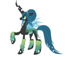 Size: 8000x6000 | Tagged: dead source, safe, artist:maytheforcebewithyou, queen chrysalis, changeling, changeling queen, g4, absurd resolution, alternate hairstyle, clothes, female, leg warmers, simple background, smiling, solo, transparent background, vector