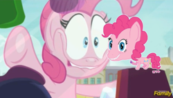 Size: 887x504 | Tagged: safe, edit, edited screencap, screencap, pinkie pie, g4, the gift of the maud pie, against glass, glass, pinkie pie excited meme
