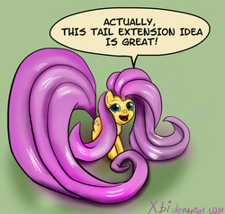 Size: 1351x1286 | Tagged: safe, artist:xbi, fluttershy, pony, g4, ponyville confidential, female, solo, tail extensions