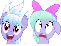 Size: 5344x4058 | Tagged: safe, artist:adog0718, cloudchaser, flitter, g4, absurd resolution, duo, open mouth, shocked, simple background, surprised, transparent background, varying degrees of want, vector