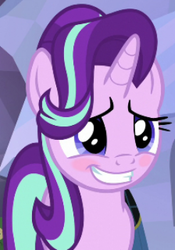 Size: 246x352 | Tagged: safe, screencap, starlight glimmer, pony, g4, the crystalling, blushing, cute, nervous, smiling