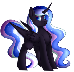 Size: 2400x2350 | Tagged: safe, artist:blocksy-art, oc, oc only, oc:nightmare mist, alicorn, pony, alicorn oc, curved horn, high res, horn, solo, wings