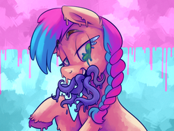 Size: 2000x1500 | Tagged: safe, artist:verulence, oc, oc only, oc:candy floss, solo, tentacle infestation, tentacles