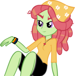 Size: 745x764 | Tagged: safe, artist:ironm17, tree hugger, equestria girls, g4, bandana, clothes, equestria girls-ified, female, shorts, simple background, solo, sweatband, t-shirt, transparent background, vector