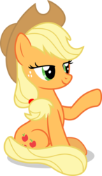 Size: 5000x8588 | Tagged: safe, artist:luckreza8, applejack, g4, the crystalling, .svg available, absurd resolution, female, inkscape, raised hoof, simple background, sitting, solo, transparent background, vector