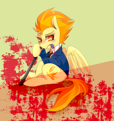 Size: 900x960 | Tagged: safe, artist:phyllismi, spitfire, g4, clothes, female, mouth hold, nightstick, sitting, solo, whistle