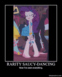 Size: 480x600 | Tagged: safe, edit, edited screencap, screencap, fluttershy, rarity, teddy t. touchdown, tennis match, equestria girls, g4, animated, boots, bracelet, butt shake, clothes, fakeposters.com, fall formal, fall formal outfits, female, high heel boots, jewelry, motivational poster, shoes, sneakers