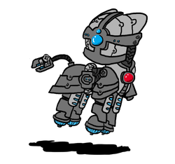 Size: 640x600 | Tagged: safe, alternate version, artist:ficficponyfic, oc, oc only, oc:emerald jewel, pony, colt quest, adult, alternate timeline, alternate universe, amulet, armor, color, floating, future, male, metal, plug, possible spoilers, preview, screws, stallion, visor