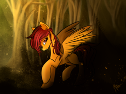 Size: 2576x1929 | Tagged: safe, artist:pedrohander, oc, oc only, pegasus, pony, vampony, forest, request, solo