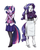 Size: 1000x1255 | Tagged: safe, artist:king-kakapo, rarity, twilight sparkle, anthro, unguligrade anthro, g4, argyle, arm hooves, belt, bracelet, clothes, cloven hooves, duo, duo female, female, high heels, mary janes, multiple variants, necklace, necktie, pantyhose, pleated skirt, shoes, skirt, sweater, turtleneck, unshorn fetlocks, vest