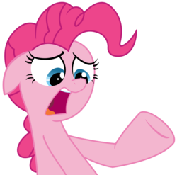 Size: 3309x3272 | Tagged: safe, artist:sketchmcreations, pinkie pie, g4, the gift of the maud pie, female, floppy ears, frown, high res, inkscape, looking down, open mouth, raised hoof, simple background, solo, transparent background, unhappy, vector