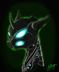 Size: 600x728 | Tagged: safe, artist:xxmarkingxx, changeling, robot, robot changeling, drone, solo