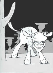 Size: 2445x3339 | Tagged: safe, artist:cicklefron, arizona (tfh), cow, them's fightin' herds, cloven hooves, community related, female, grayscale, high res, monochrome, solo