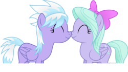 Size: 7702x4322 | Tagged: safe, artist:adog0718, cloudchaser, flitter, pony, g4, absurd resolution, boop, bow, folded wings, hair bow, happy, nose wrinkle, noseboop, nuzzling, simple background, smiling, transparent background, vector, wings