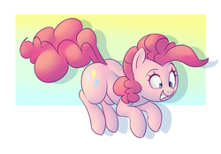 Size: 1280x890 | Tagged: safe, artist:victoreach, pinkie pie, earth pony, pony, g4, abstract background, cute, diapinkes, female, mare, simple background, smiling, solo
